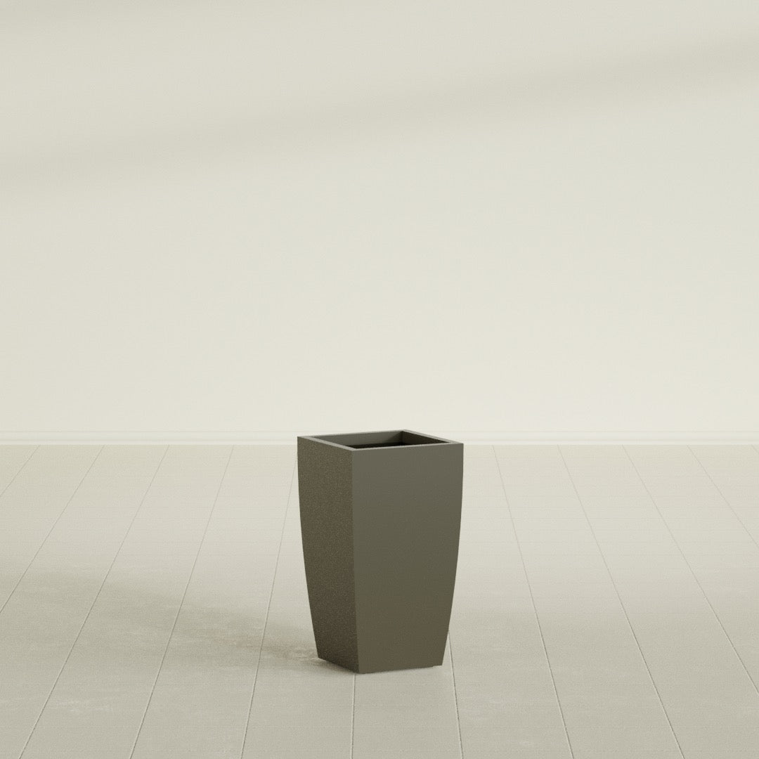 Toulan Medium Tall Tapered Square Fiberglass Planter - 12 in x 12 in x 22 in - Matte Bronze - Matte Bronze,12 in x 12 in x 22 in