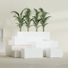 Torino Medium Wide Rectangle Fiberglass Planter - 24 in x 24 in x 18 in - Matte White - Matte White,24 in x 24 in x 18 in