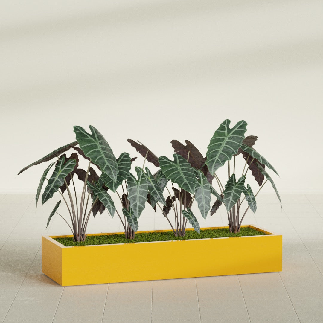 Antwerp Extra Large Long Rectangle Fiberglass Planter - 72 in x 24 in x 12 in - Gloss Saffron - Gloss Saffron,72 in x 24 in x 12 in