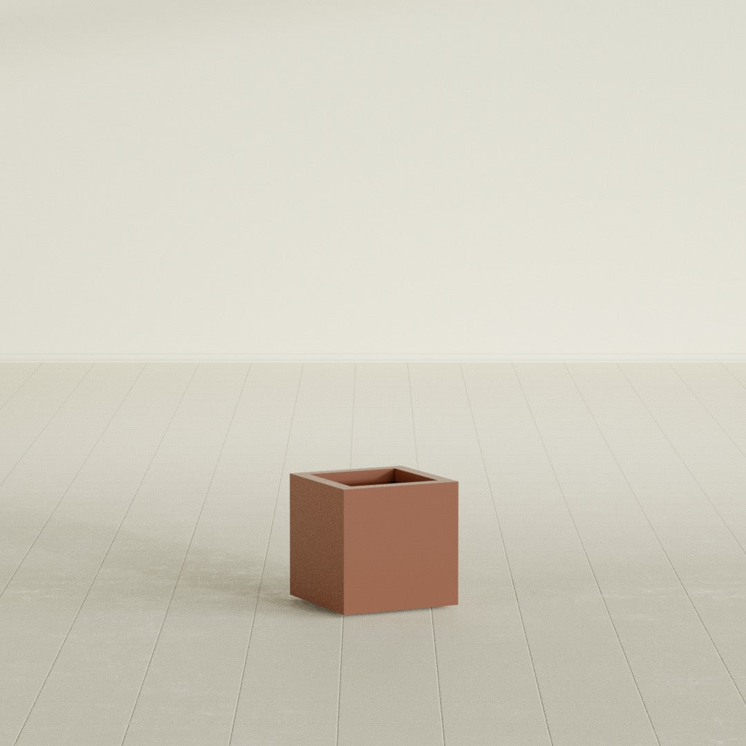 Montroy Small Cube Square Fiberglass Planter - 12 in x 12 in x 12 in - Matte Terracotta - Matte Terracotta,12 in x 12 in x 12 in
