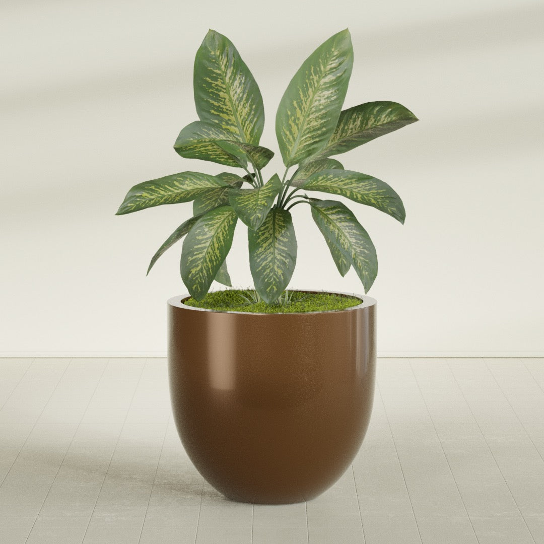 Alzira Large Round Fiberglass Planter - 36 in x 36 in x 34 in - Metallic Bronze - Metallic Bronze,36 in x 36 in x 34 in