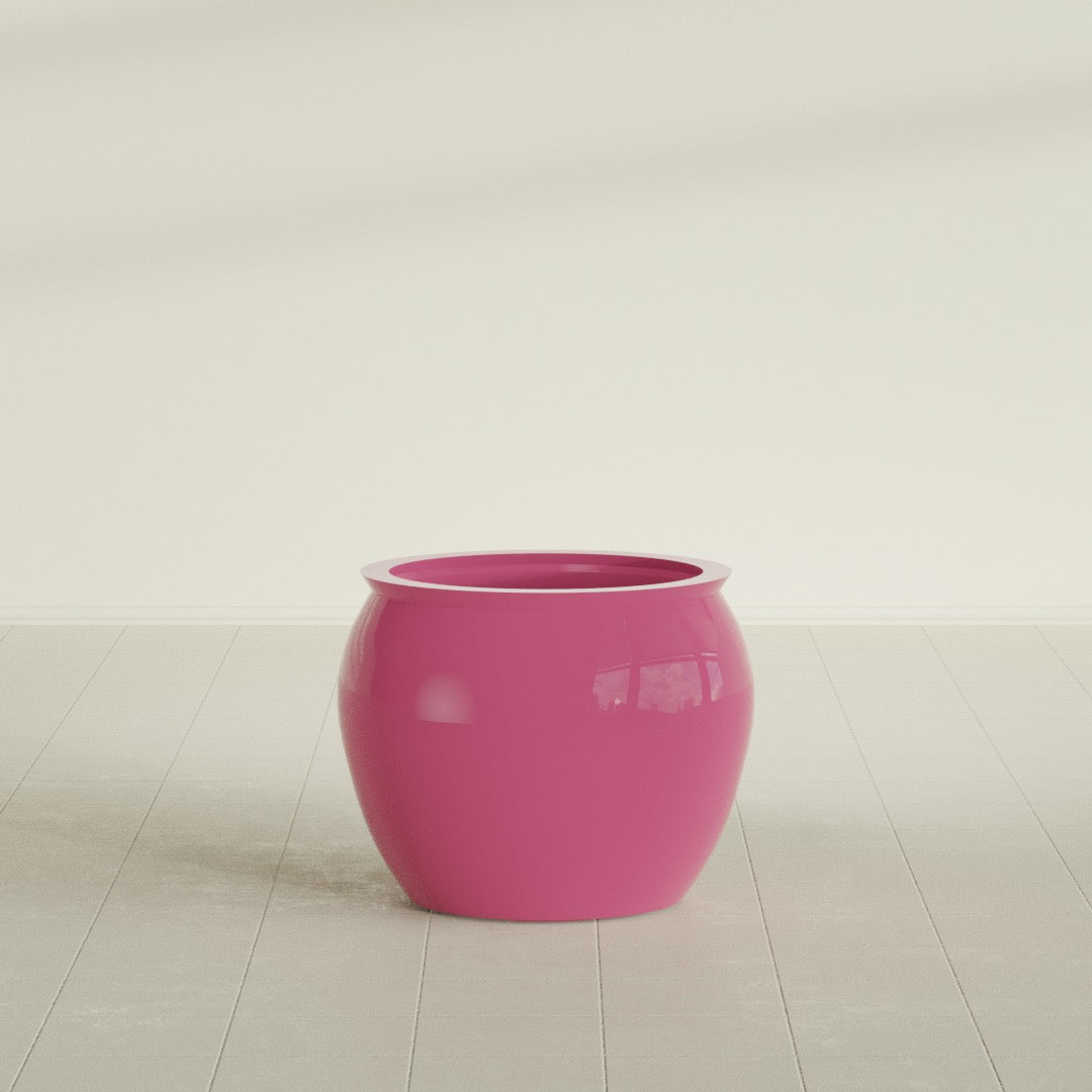 Fishbowl Medium Round Fiberglass Planter - 21.5 in x 21.5 in x 19 in - Gloss Pink Violet - Gloss Pink Violet,21.5 in x 21.5 in x 19 in