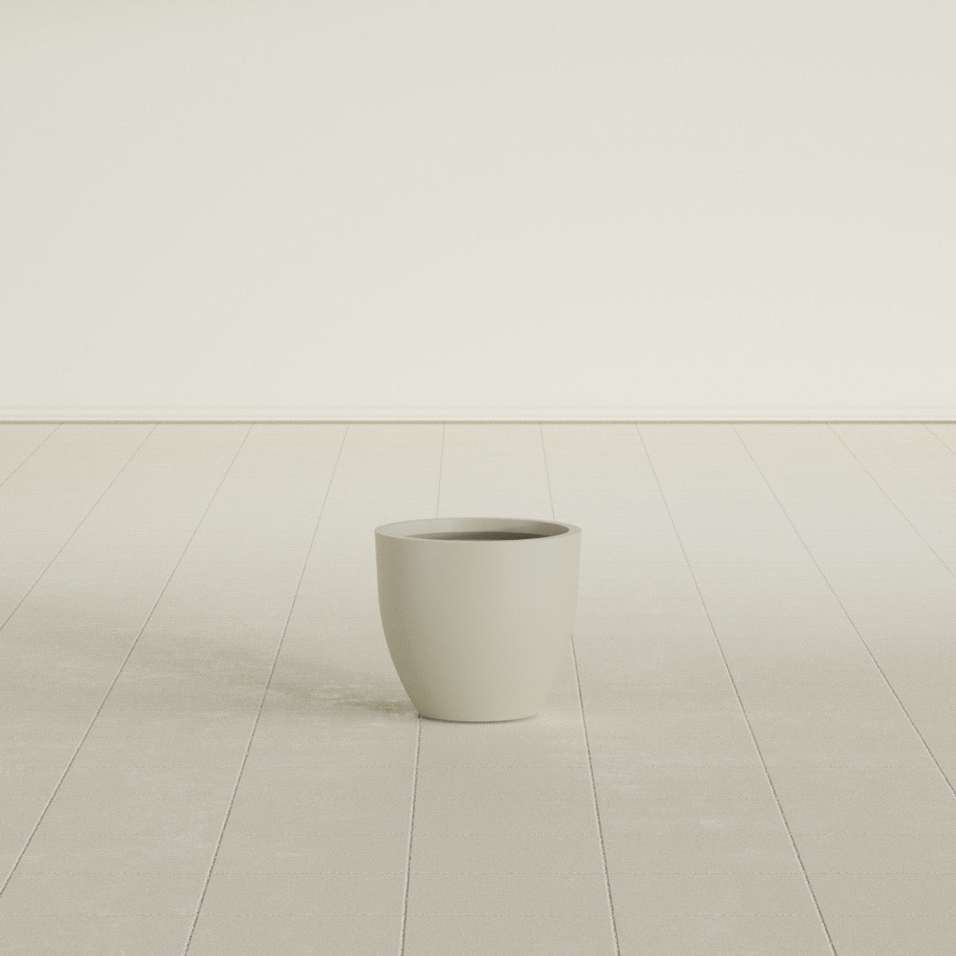 Wannsee Small Round Fiberglass Planter - 15 in x 15 in x 13 in - Satin Beige - Satin Beige,15 in x 15 in x 13 in