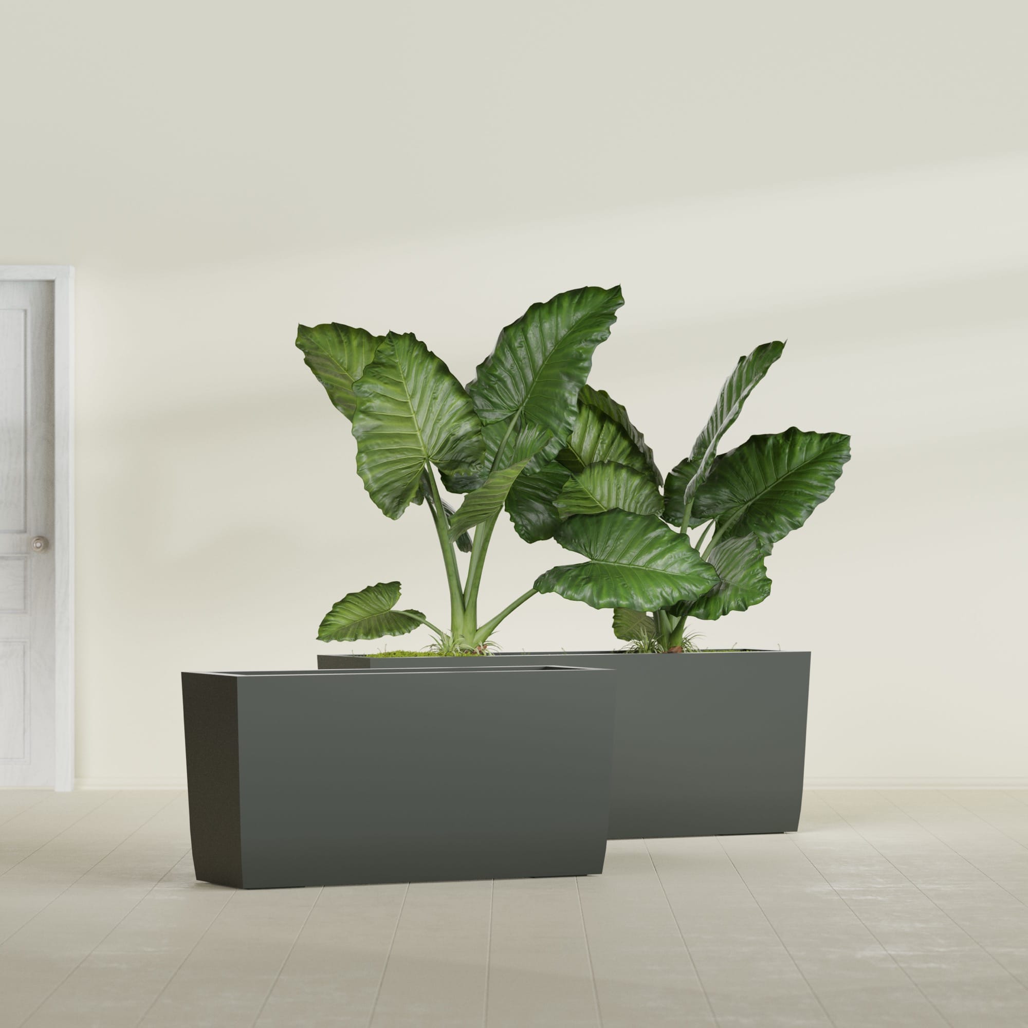 Panama Large Long Rectangle Fiberglass Planter - 36 in x 12 in x 18 in - Matte Charcoal - Matte Charcoal,36 in x 12 in x 18 in