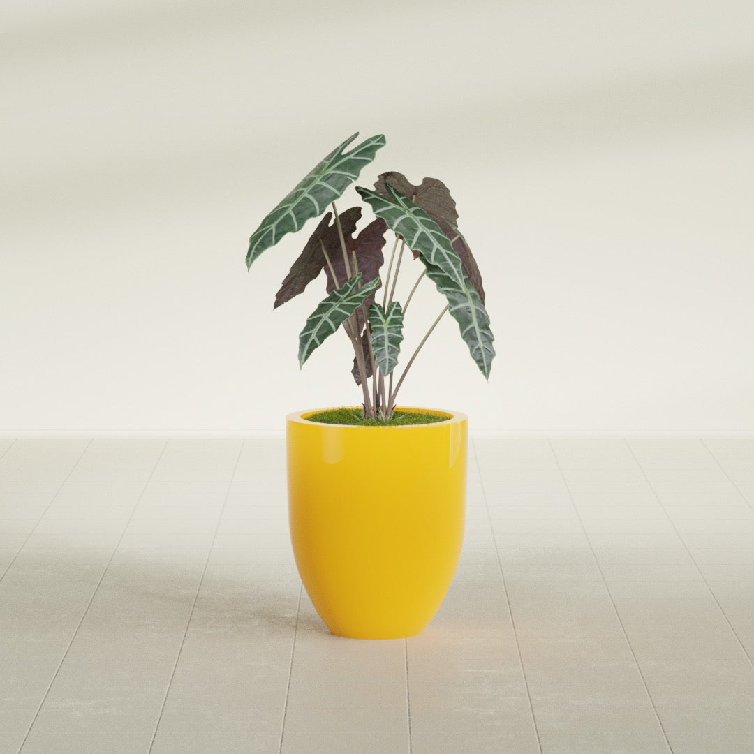 Valencia Small Round Fiberglass Planter - 15 in x 15 in x 18 in - Gloss Saffron - Gloss Saffron,15 in x 15 in x 18 in