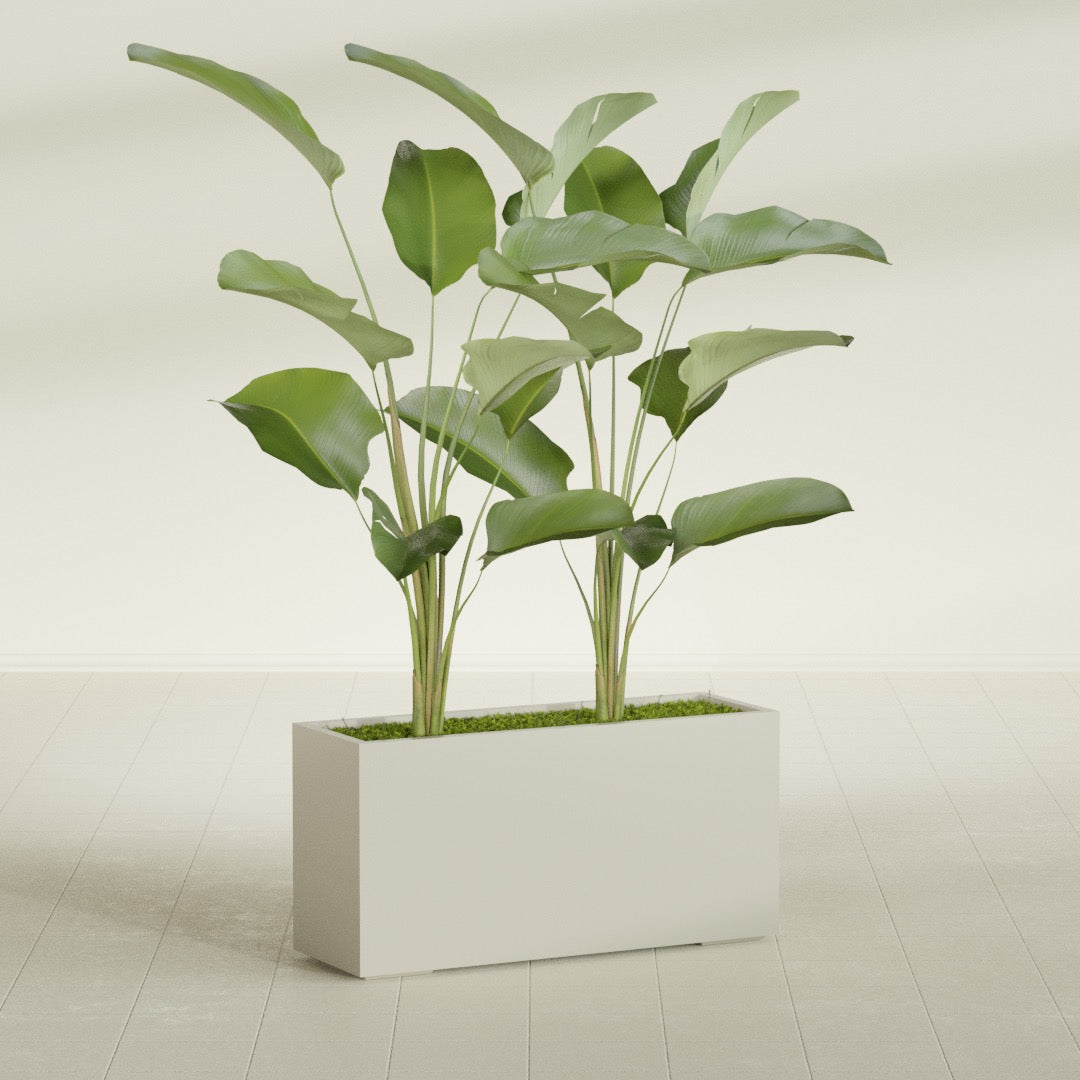 Tolga Extra Large Long Rectangle Fiberglass Planter - 48 in x 16 in x 24 in - Satin Beige - Satin Beige,48 in x 16 in x 24 in
