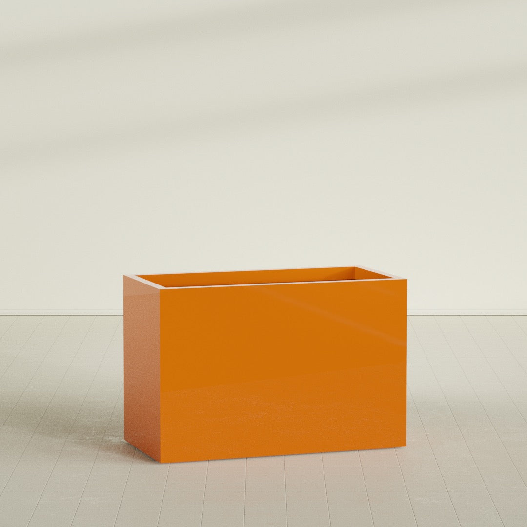 Brisbane Extra Large Long Rectangle Fiberglass Planter - 48 in x 24 in x 32 in - Gloss Tangerine - Gloss Tangerine,48 in x 24 in x 32 in