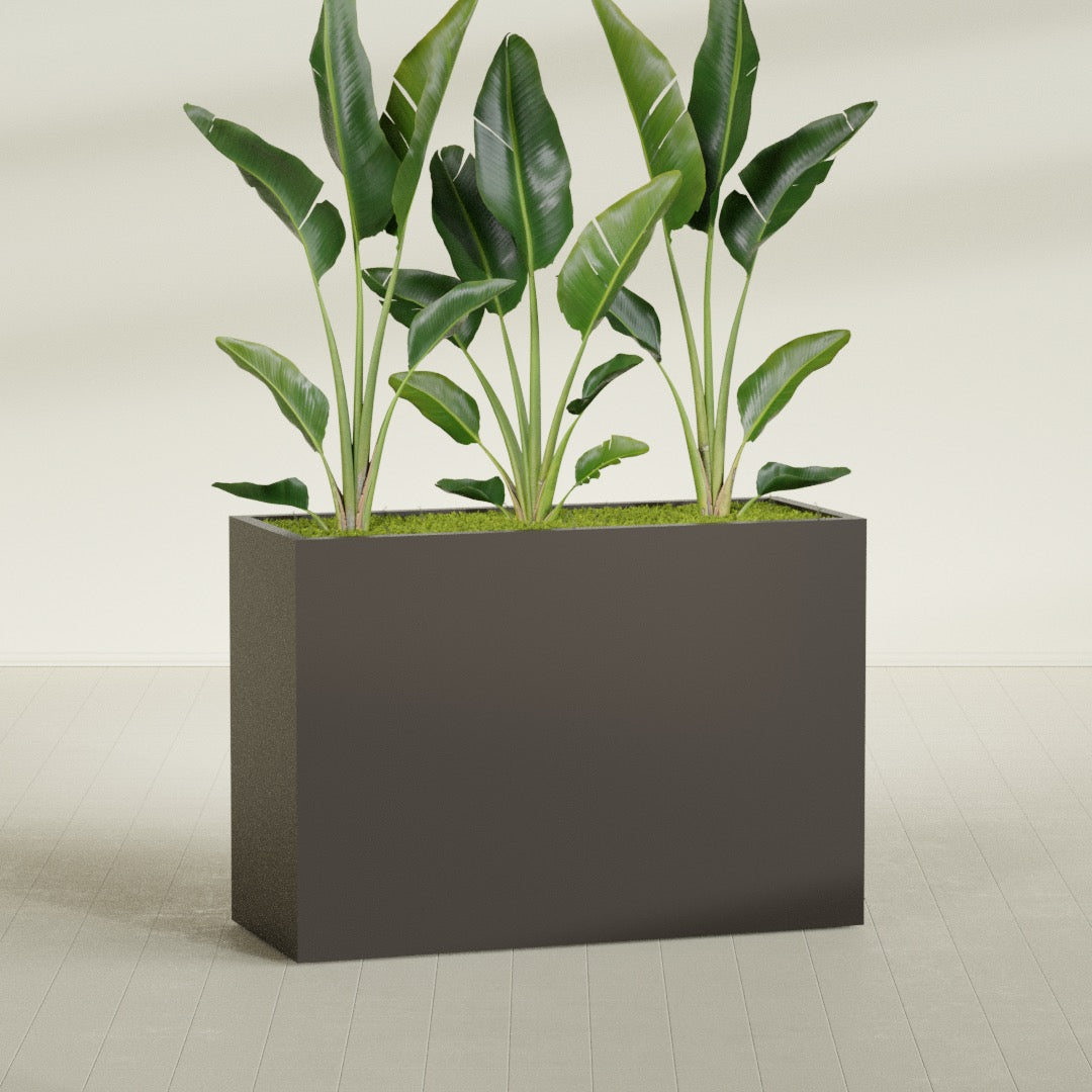 Darwin Extra Large Long Rectangle Fiberglass Planter - 60 in x 24 in x 42 in - Matte Brown - Matte Brown,60 in x 24 in x 42 in
