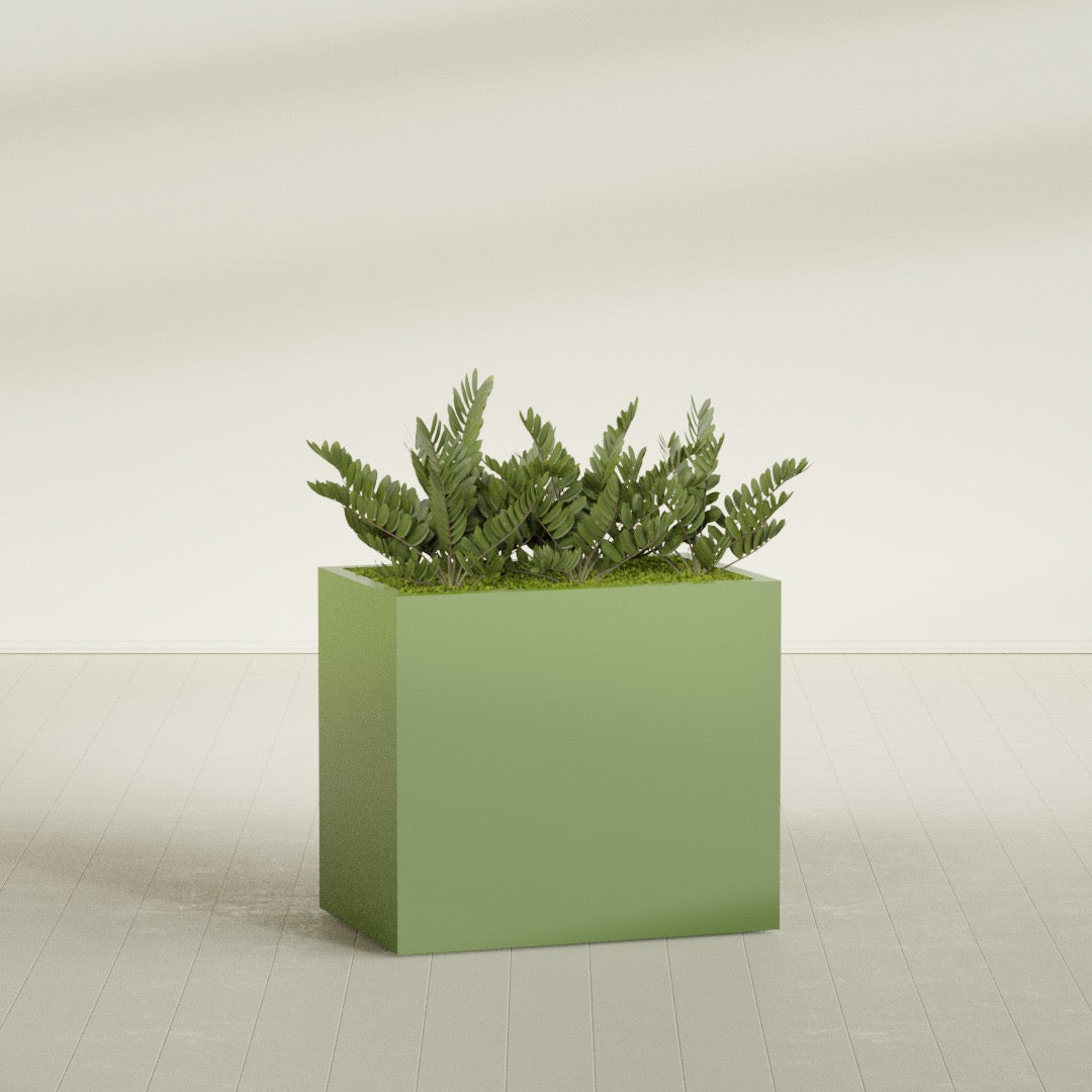 Brisbane Large Rectangle Fiberglass Planter - 36 in x 24 in x 32 in - Satin Green - Satin Green,36 in x 24 in x 32 in