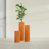 Corry Large Tall Cylinder Fiberglass Planter - 10 in x 10 in x 30 in - Gloss Tangerine - Gloss Tangerine,10 in x 10 in x 30 in
