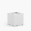 Small Metal Square Cube Planter with Drip Tray - 16 in x 16 in x 16 in - Matte White - Matte White,16 in x 16 in x 16 in,With Drip Tray