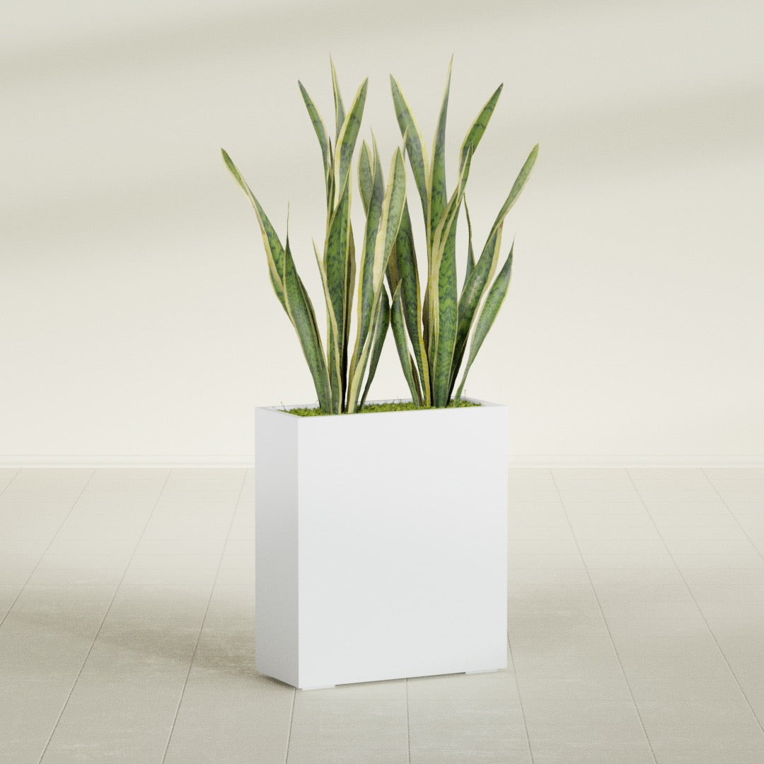 Perth Large Tall Rectangle Fiberglass Planter - 36 in x 16 in x 42 in - Gloss White - Gloss White,36 in x 16 in x 42 in