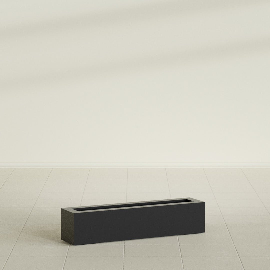 Salon Large Tall Rectangle Fiberglass Planter - 36 in x 8 in x 8 in - Matte Black - Matte Black,36 in x 8 in x 8 in