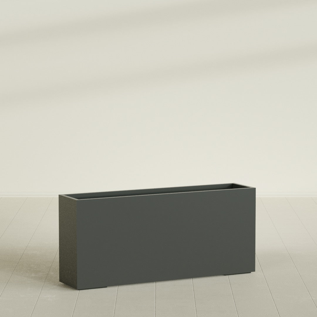 Potsdam Extra Large Long Rectangle Fiberglass Planter - 72 in x 16 in x 32 in - Matte Charcoal - Matte Charcoal,72 in x 16 in x 32 in