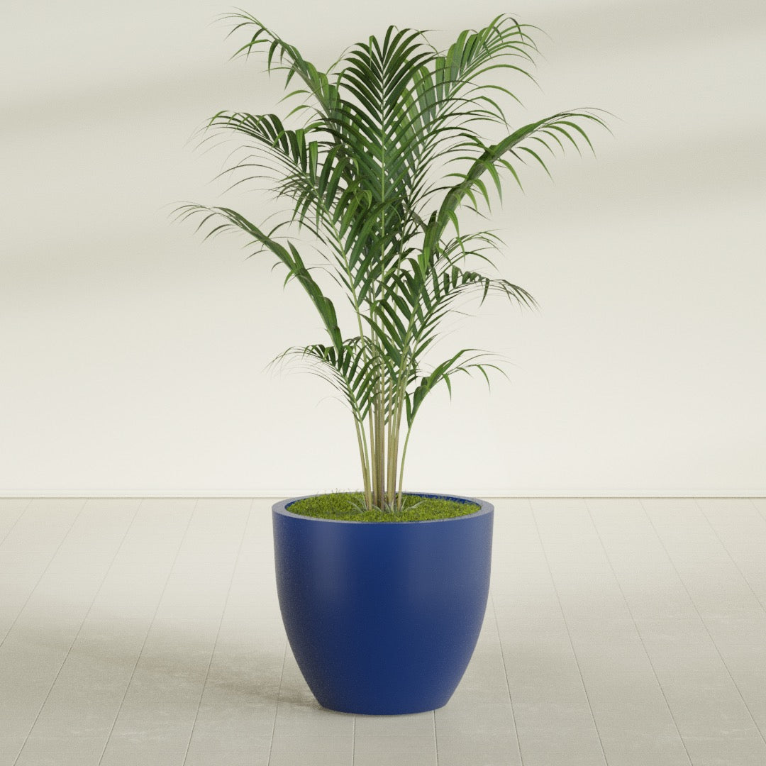 Wannsee Large Round Fiberglass Planter - 33 in x 33 in x 29 in - Matte Cobalt Blue - Matte Cobalt Blue,33 in x 33 in x 29 in