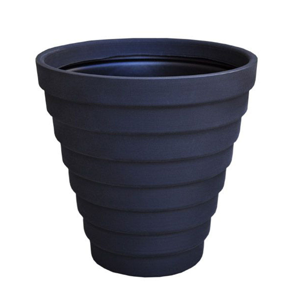 Curbside Gradino Round Plastic Planter - 28.1 in x 28.1 in x 28 in - Black - Black,28.1 in x 28.1 in x 28 in