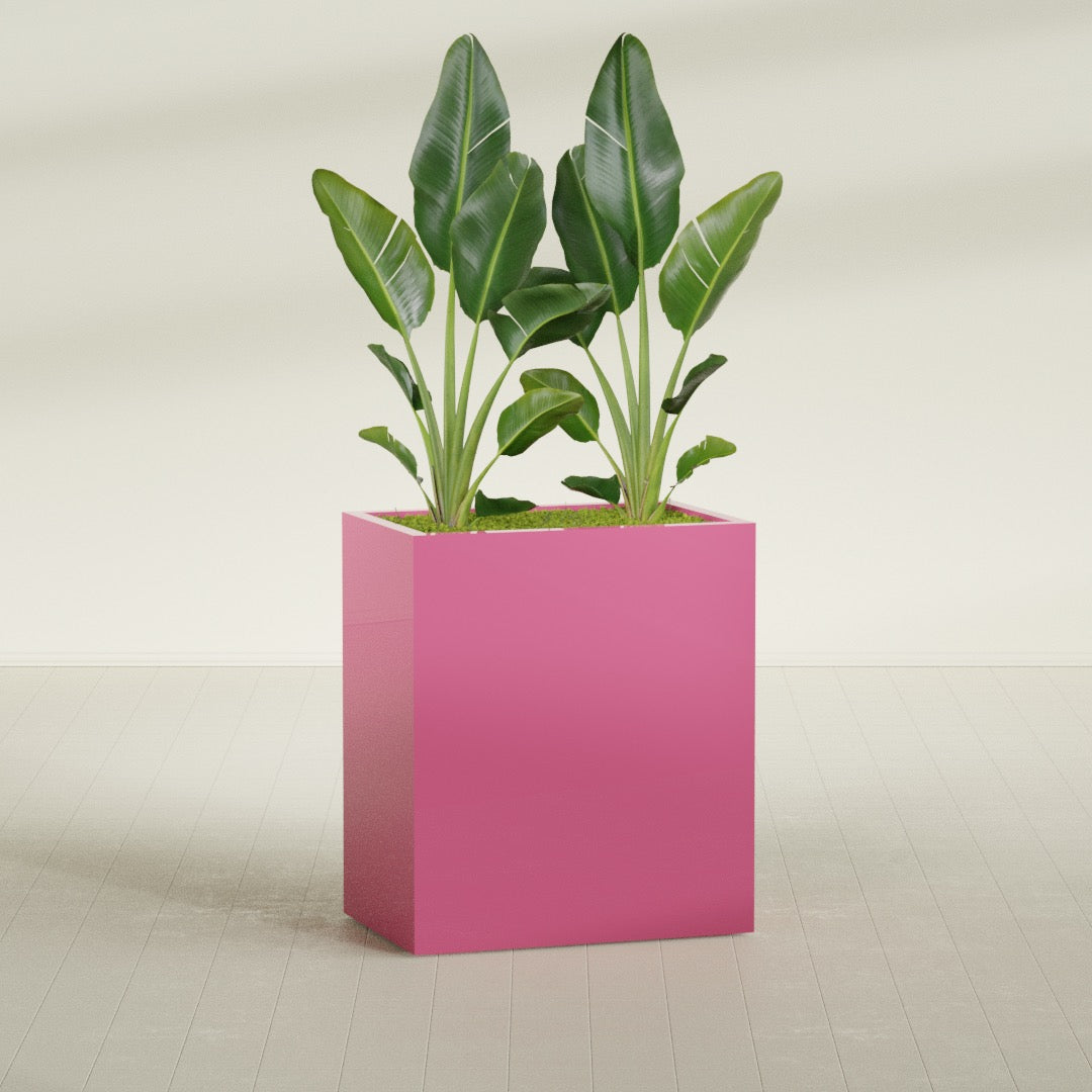Darwin Large Rectangle Fiberglass Planter - 36 in x 24 in x 42 in - Gloss Pink Violet - Gloss Pink Violet,36 in x 24 in x 42 in