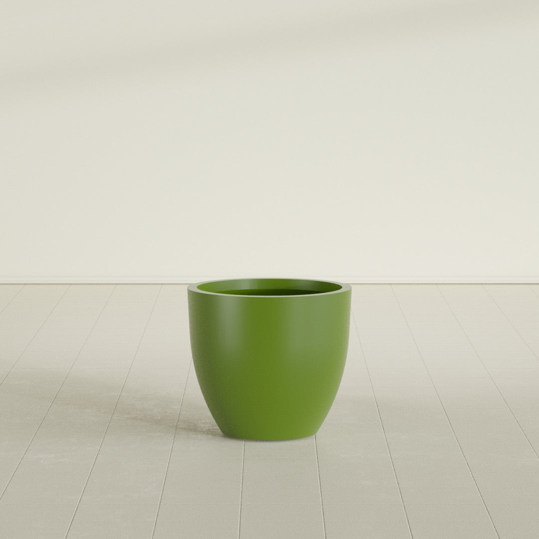 Wannsee Medium Round Fiberglass Planter - 27 in x 27 in x 24 in - Satin Green - Satin Green,27 in x 27 in x 24 in