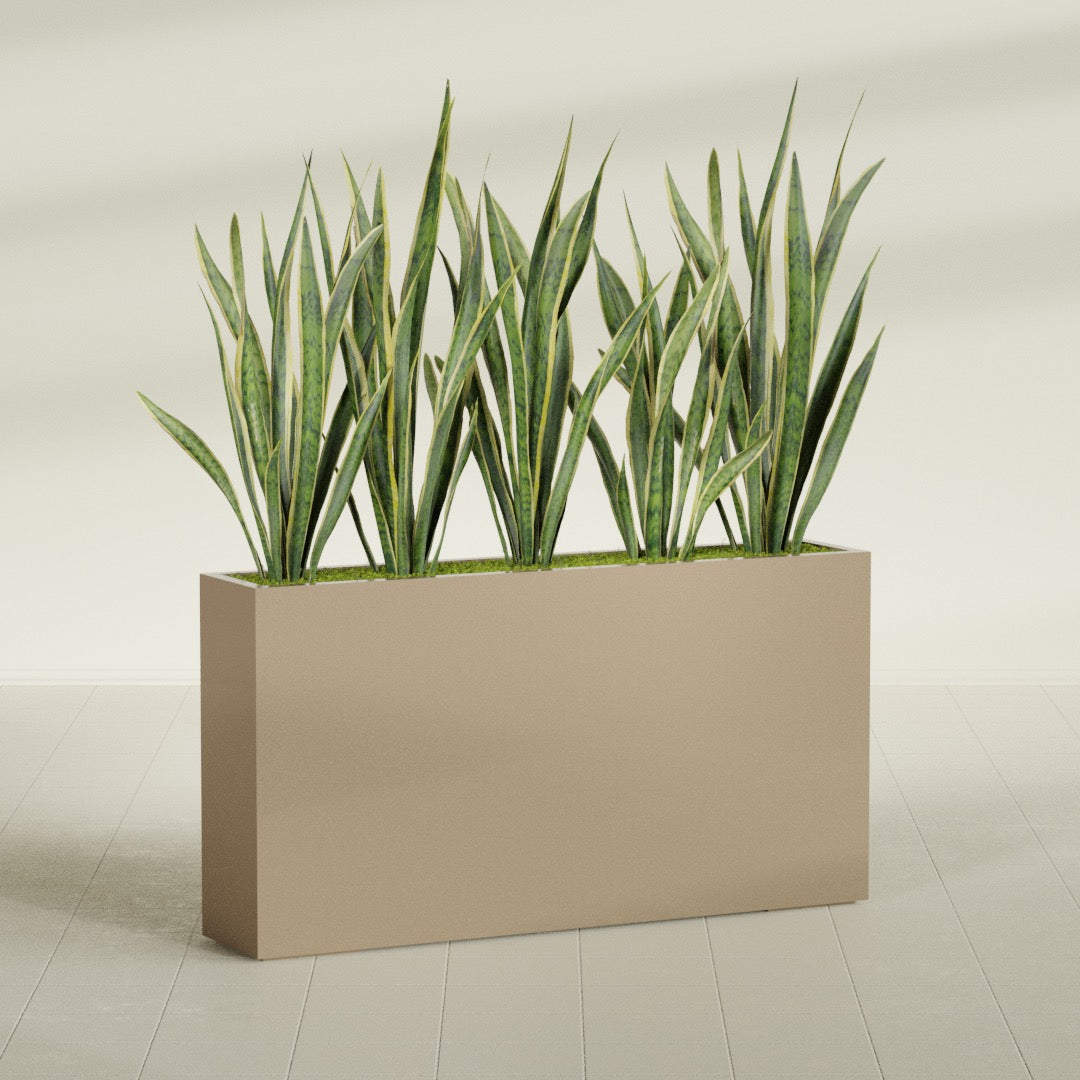 Delray Extra Large Long Rectangle Fiberglass Planter - 60 in x 12 in x 32 in - Metallic Gold - Metallic Gold,60 in x 12 in x 32 in