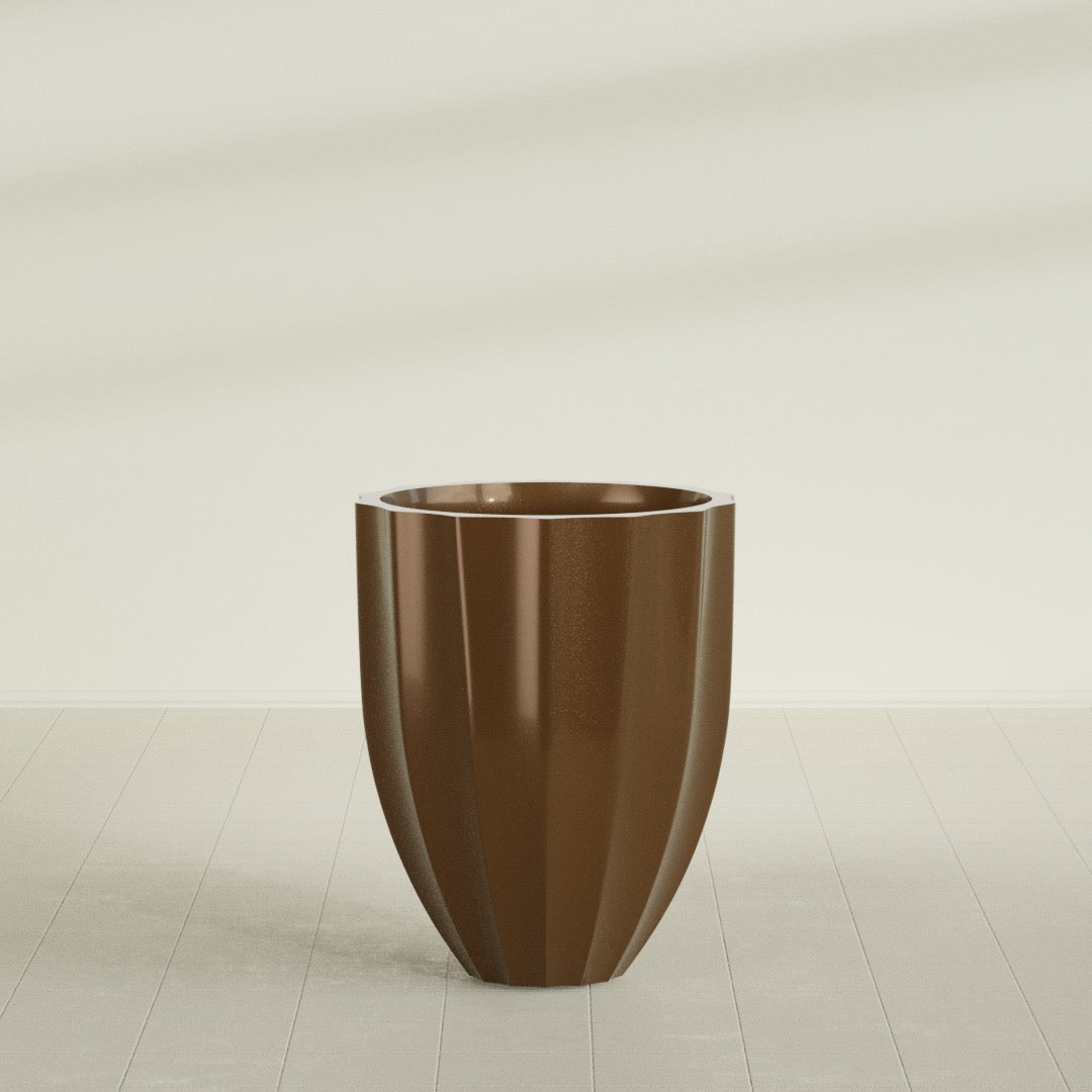 Alicante Medium Round Fiberglass Planter - 26 in x 26 in x 32 in - Metallic Bronze - Metallic Bronze,26 in x 26 in x 32 in