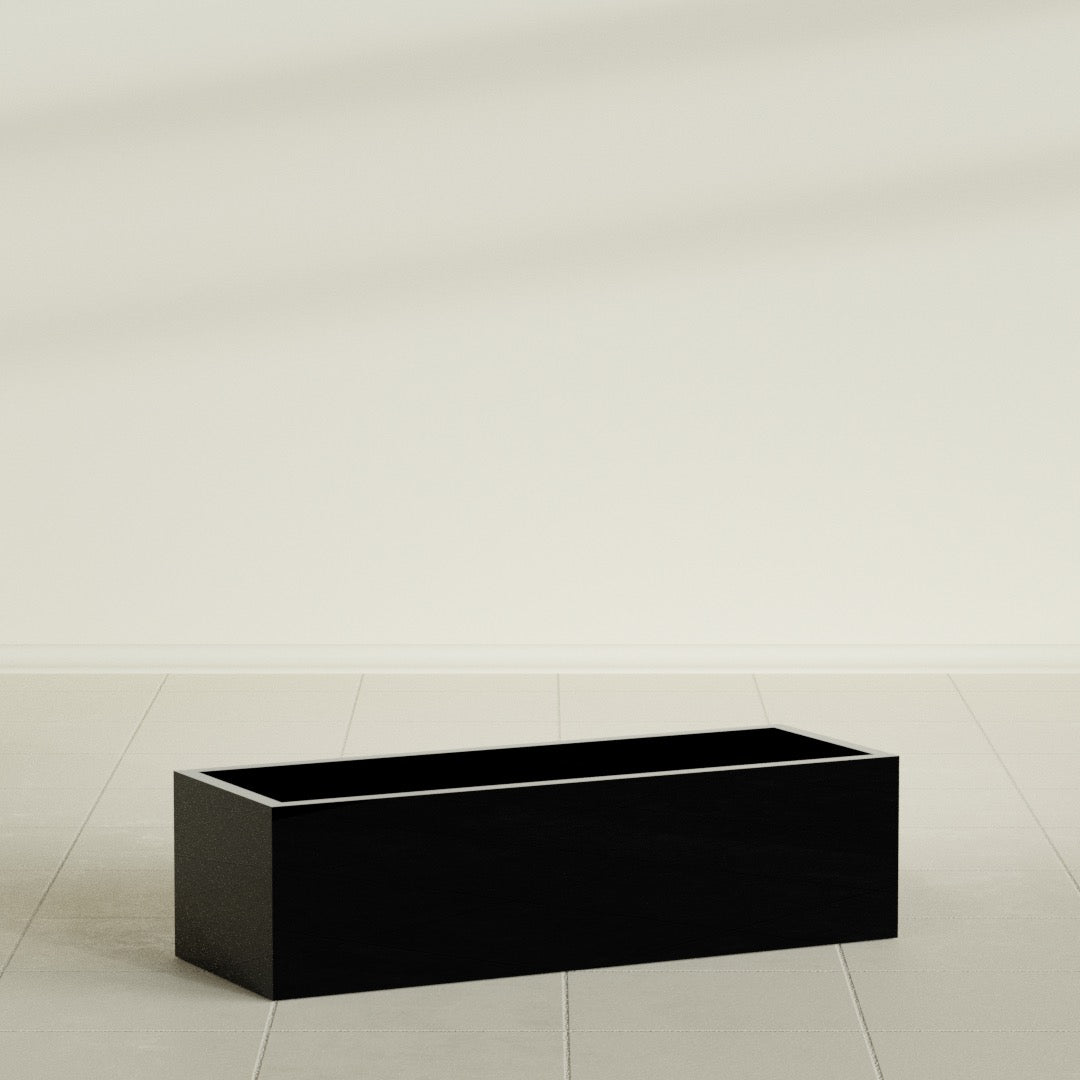 Reade Small Tabletop Rectangle Fiberglass Planter - 18 in x 6.5 in x 5 in - Gloss Black - Gloss Black,18.5 in x 6.5 in x 5 in