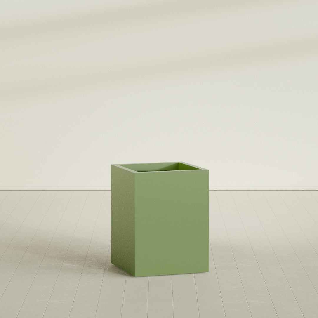 Brisbane Large Rectangle Fiberglass Planter - 24 in x 24 in x 32 in - Satin Green - Satin Green,24 in x 24 in x 32 in