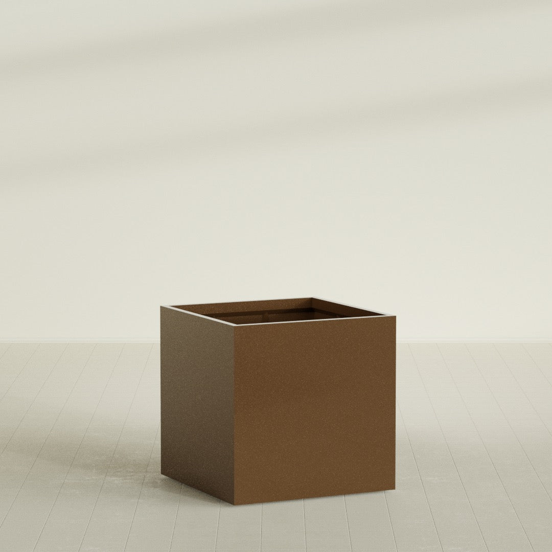 Montroy Large Cube Square Fiberglass Planter - 40 in x 40 in x 40 in - Metallic Bronze - Metallic Bronze,40 in x 40 in x 40 in