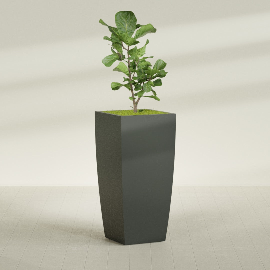 Toulan Extra Large Tall Tapered Square Fiberglass Planter - 28 in x 28 in x 60 in - Matte Charcoal - Matte Charcoal,28 in x 28 in x 60 in