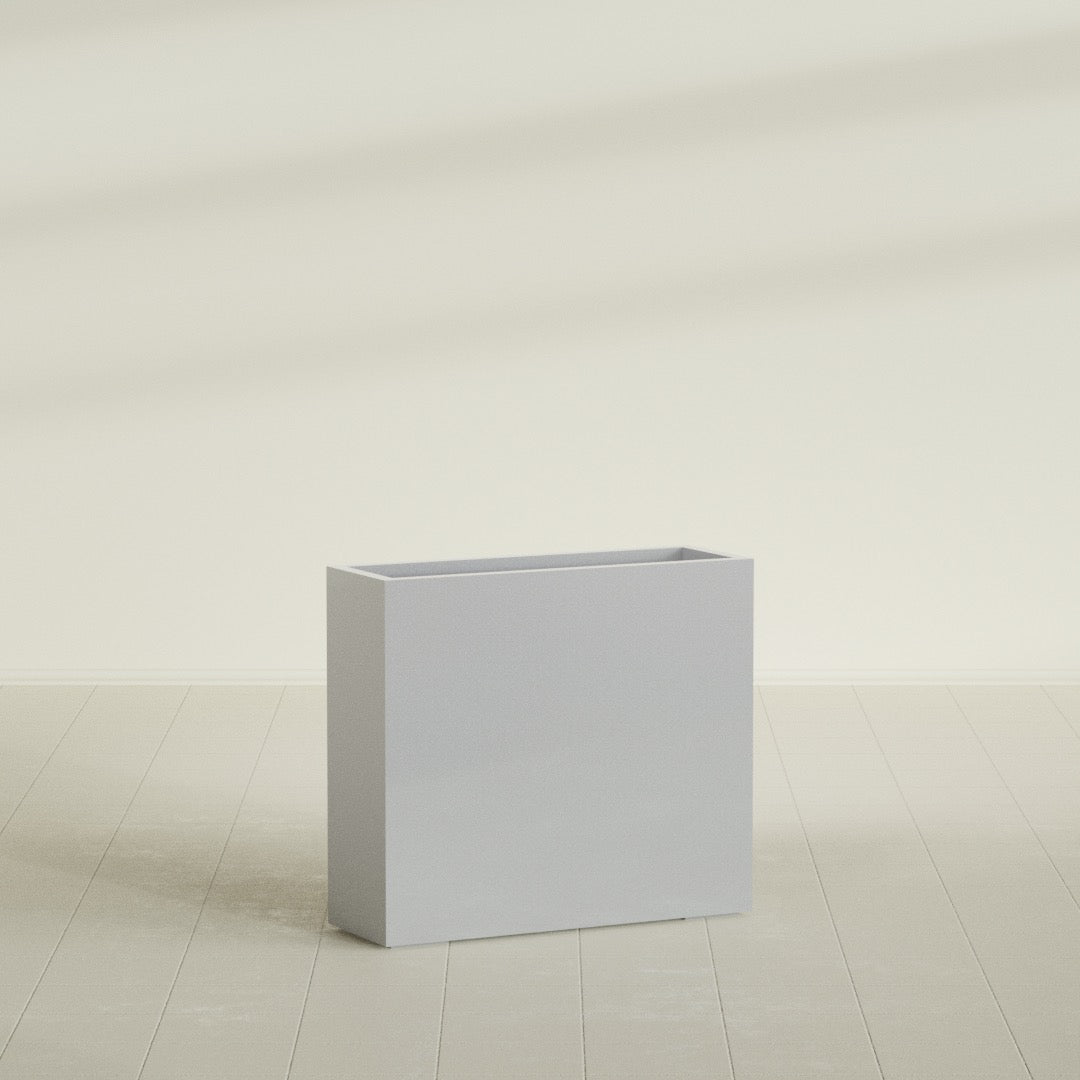 Delray Large Tall Rectangle Fiberglass Planter - 36 in x 12 in x 32 in - Metallic Silver - Metallic Silver,36 in x 12 in x 32 in