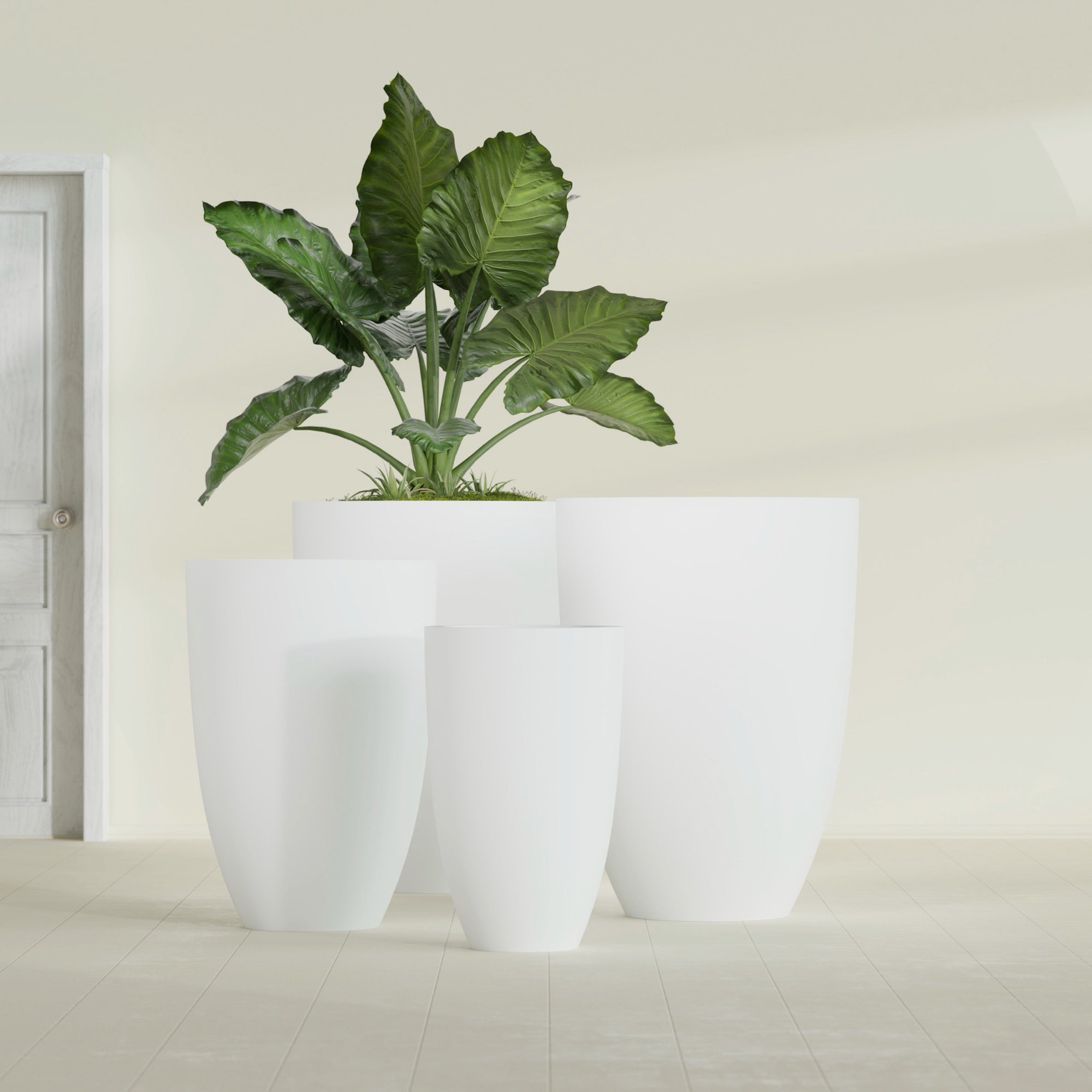 Brannan Large Round Fiberglass Planter - 30 in x 30 in x 41 in - Matte White - Matte White,30 in x 30 in x 41 in