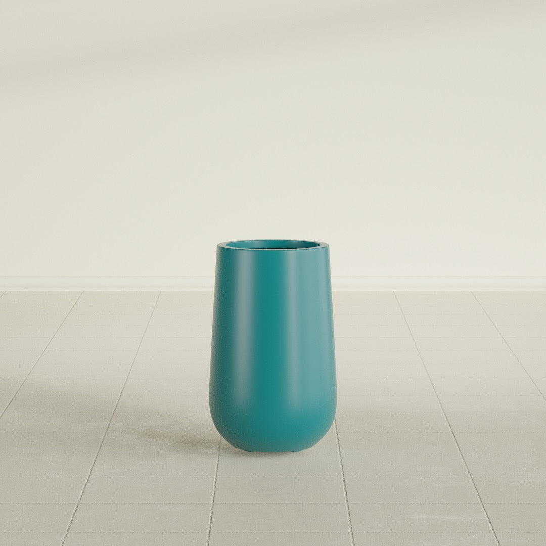 Tall Hayden Medium Round Fiberglass Planter - 18 in x 18 in x 29 in - Satin Sea Foam - Satin Sea Foam,18 in x 18 in x 29 in