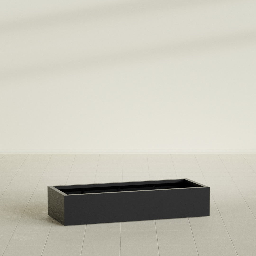 Antwerp Extra Large Long Rectangle Fiberglass Planter - 60 in x 24 in x 12 in - Matte Black - Matte Black,60 in x 24 in x 12 in