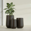 Tall Hayden Medium Round Fiberglass Planter - 18 in x 18 in x 29 in - Matte Brown - Matte Brown,18 in x 18 in x 29 in