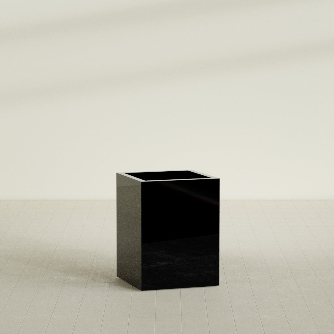 Brisbane Large Rectangle Fiberglass Planter - 24 in x 24 in x 32 in - Gloss Black - Gloss Black,24 in x 24 in x 32 in
