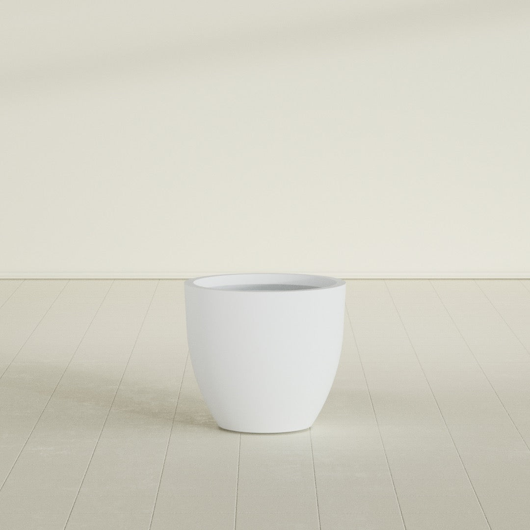 Wannsee Medium Round Fiberglass Planter - 27 in x 27 in x 24 in - Gloss White - Gloss White,27 in x 27 in x 24 in