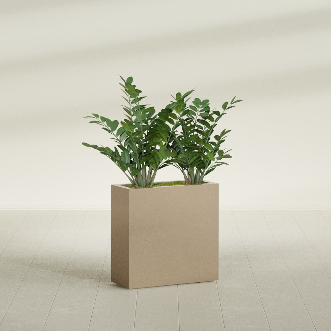 Milano Medium Narrow Rectangle Fiberglass Planter - 24 in x 10 in x 24 in - Metallic Gold - Metallic Gold,24 in x 10 in x 24 in