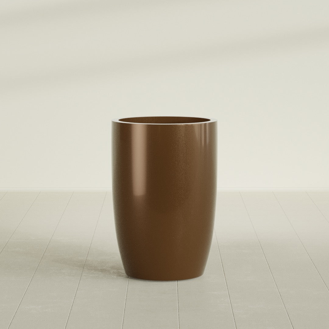 Lisbon Large Round Fiberglass Planter - 24 in x 24 in x 36 in - Metallic Bronze - Metallic Bronze,24 in x 24 in x 36 in