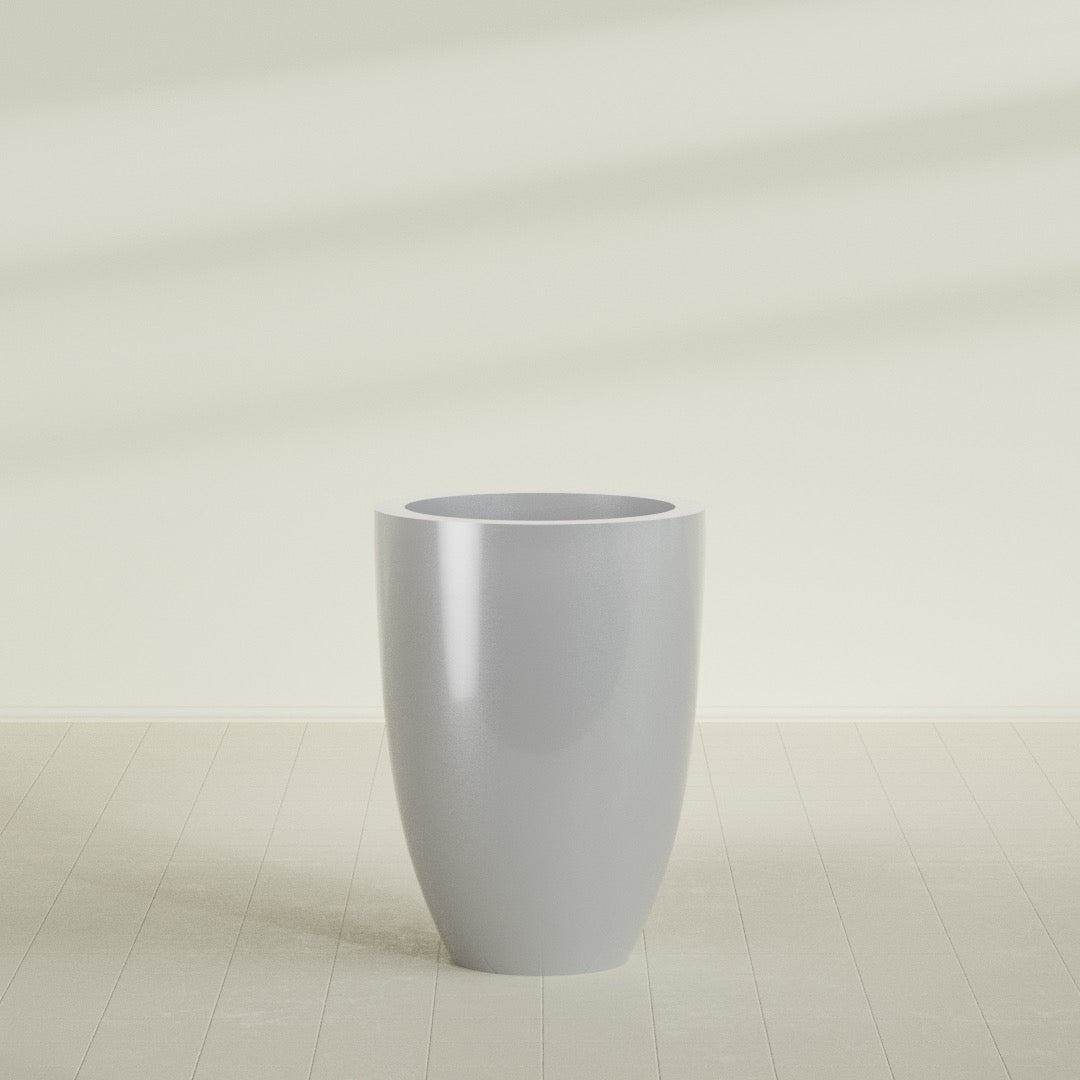 Brannan Large Round Fiberglass Planter - 30 in x 30 in x 41 in - Metallic Silver - Metallic Silver,30 in x 30 in x 41 in