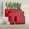 Delray Large Tall Rectangle Fiberglass Planter - 12 in x 12 in x 32 in - Gloss Red - Gloss Red,12 in x 12 in x 32 in
