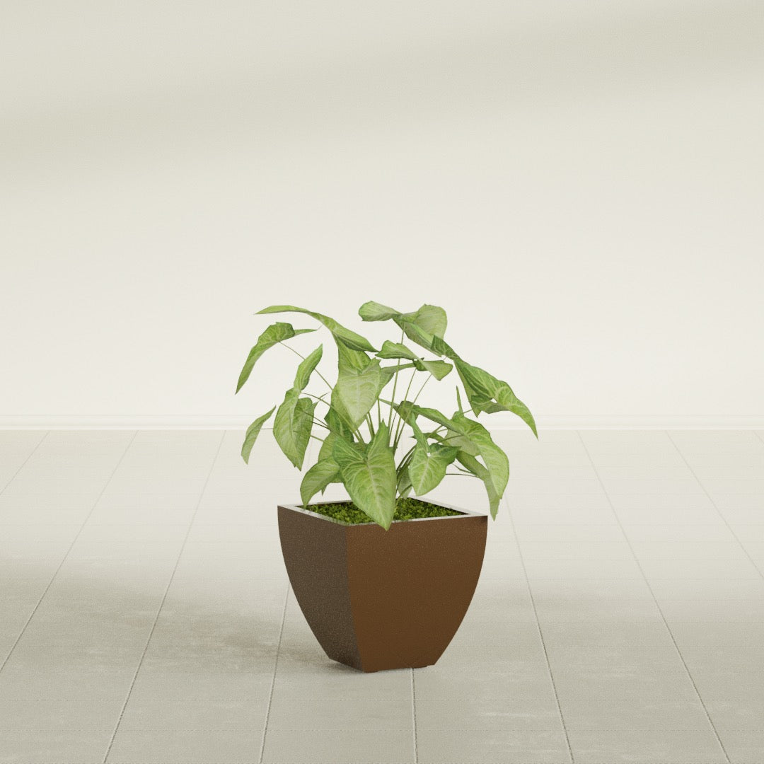 Lima Small Tapered Square Fiberglass Planter - 12 in x 12 in x 12 in - Metallic Bronze - Metallic Bronze,12 in x 12 in x 12 in