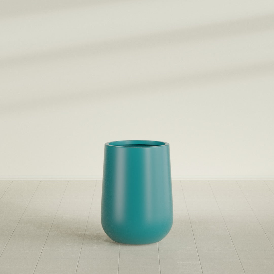Tall Hayden Medium Round Fiberglass Planter - 15 in x 15 in x 23 in - Satin Sea Foam - Satin Sea Foam,15 in x 15 in x 23 in
