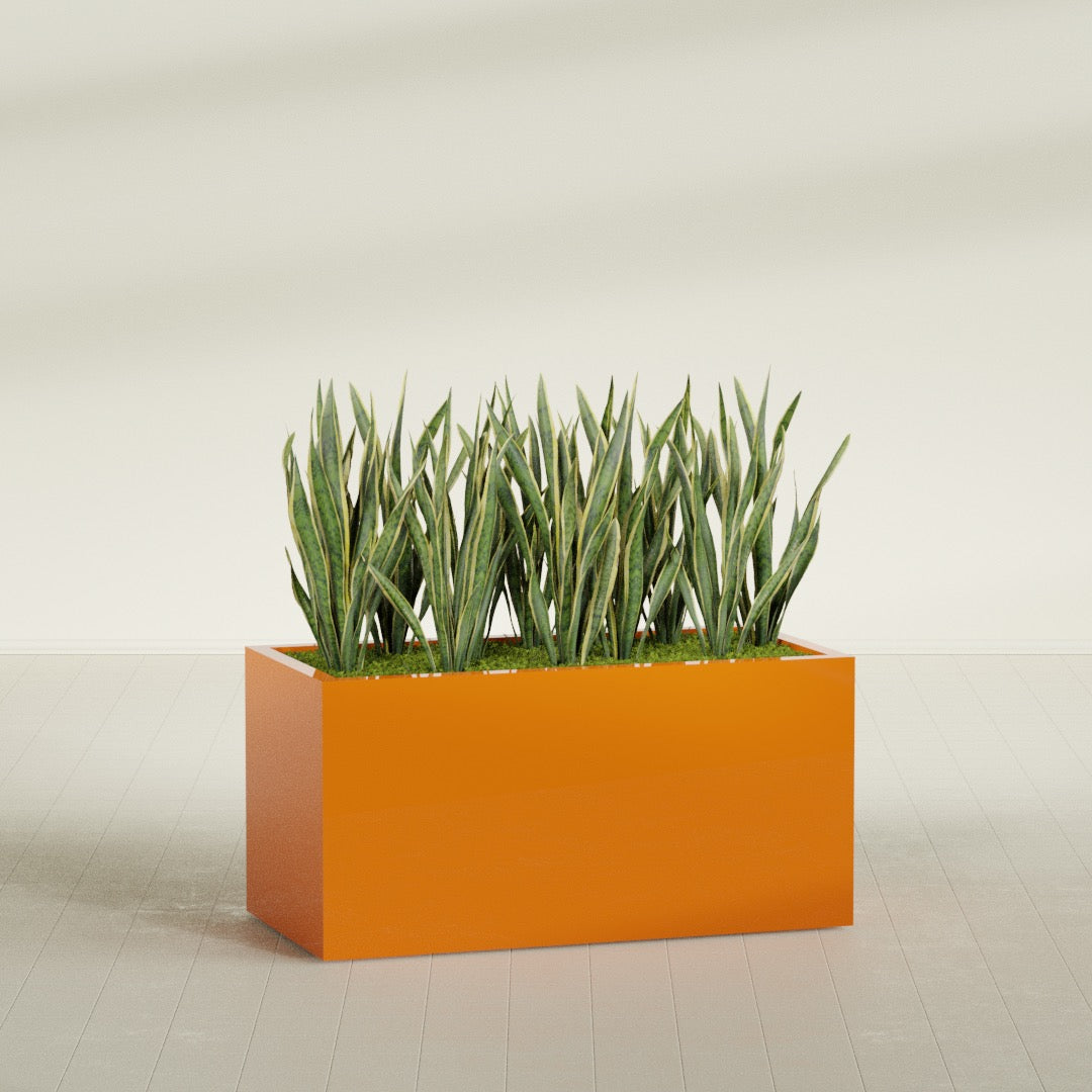 Granada Extra Large Long Rectangle Fiberglass Planter - 48 in x 24 in x 24 in - Gloss Tangerine - Gloss Tangerine,48 in x 24 in x 24 in