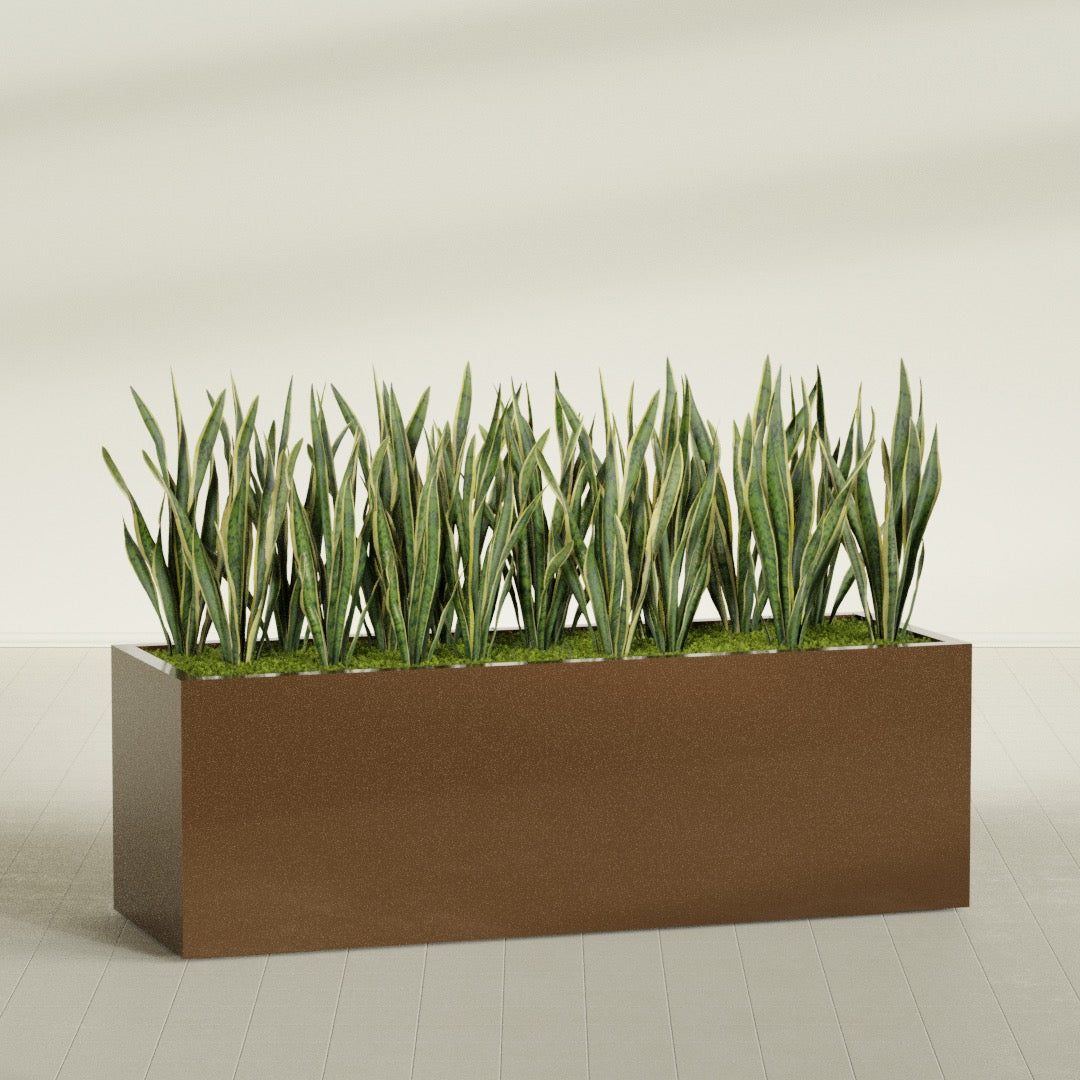 Granada Extra Large Long Rectangle Fiberglass Planter - 72 in x 24 in x 24 in - Metallic Bronze - Metallic Bronze,72 in x 24 in x 24 in