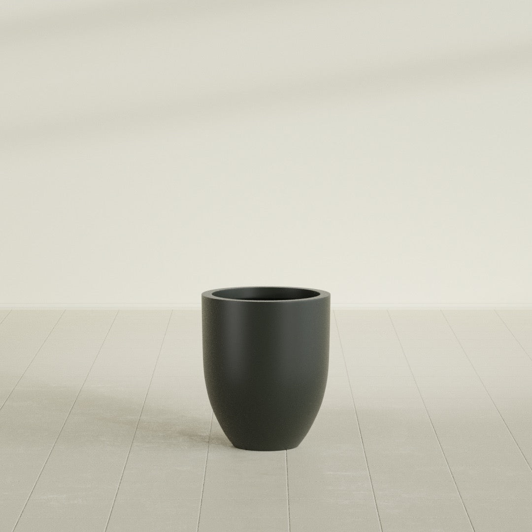 Valencia Small Round Fiberglass Planter - 15 in x 15 in x 18 in - Matte Charcoal - Matte Charcoal,15 in x 15 in x 18 in