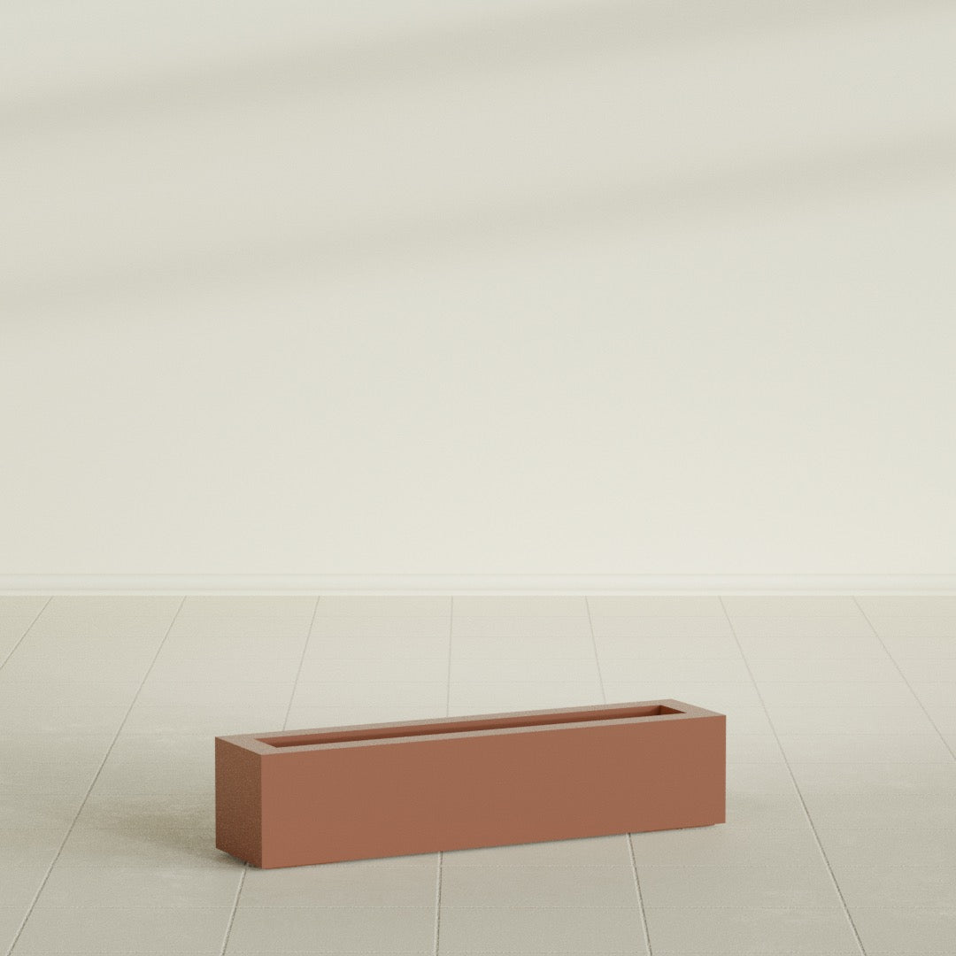 Salon Large Tall Rectangle Fiberglass Planter - 36 in x 8 in x 8 in - Matte Terracotta - Matte Terracotta,36 in x 8 in x 8 in
