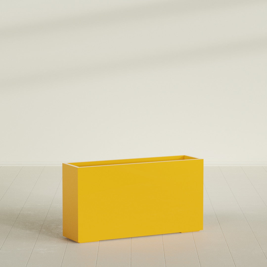 Potsdam Extra Large Long Rectangle Fiberglass Planter - 60 in x 16 in x 32 in - Gloss Saffron - Gloss Saffron,60 in x 16 in x 32 in