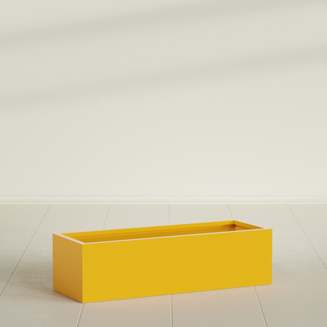 Reade Small Tabletop Rectangle Fiberglass Planter - 18 in x 6.5 in x 5 in - Gloss Saffron - Gloss Saffron,18.5 in x 6.5 in x 5 in