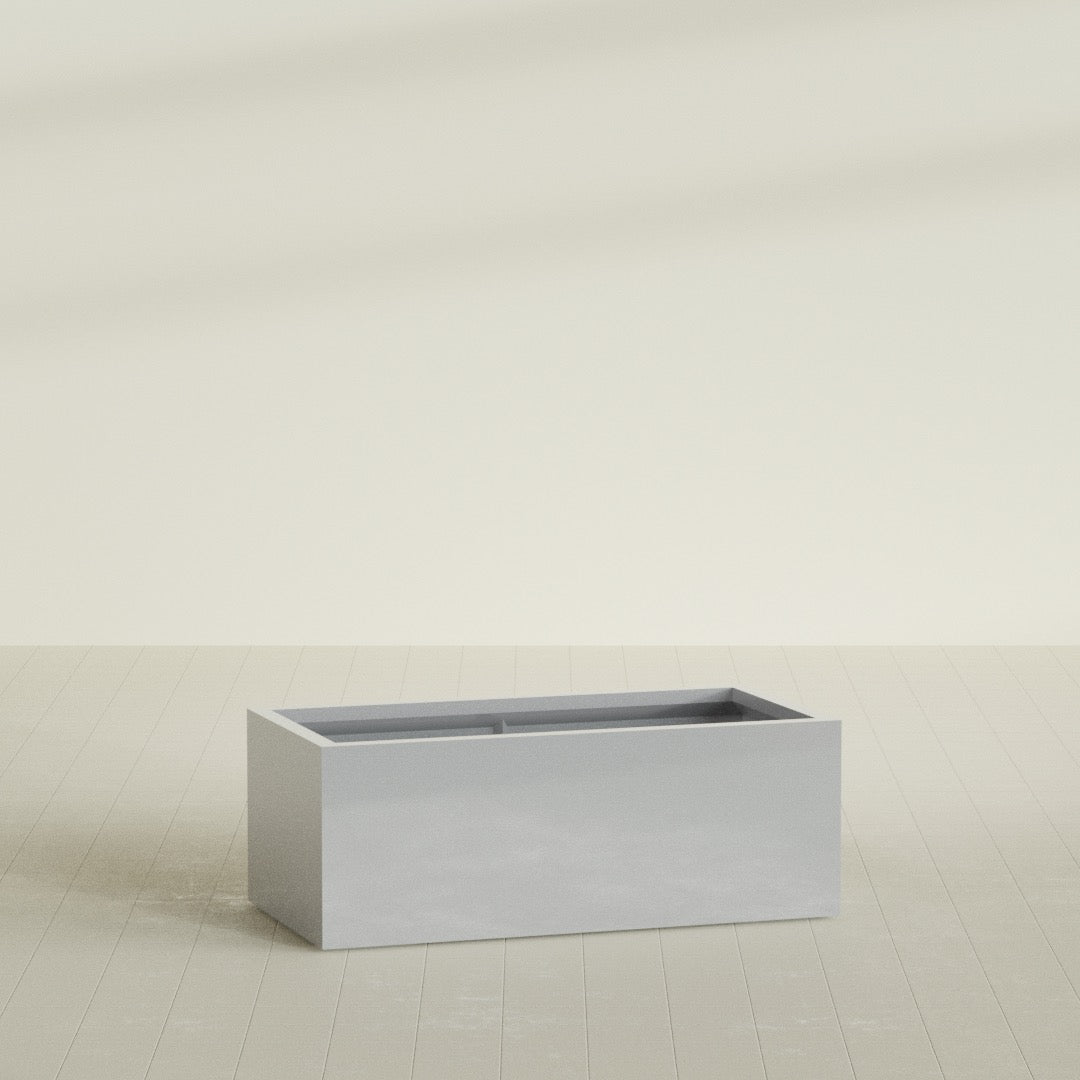 Torino Extra Large Wide Rectangle Fiberglass Planter - 48 in x 24 in x 18 in - Metallic Silver - Metallic Silver,48 in x 24 in x 18 in