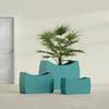 Seoul Extra Large Curved Abstract Fiberglass Planter - 48 in x 20 in x 36 in - Satin Sea Foam - Satin Sea Foam,48 in x 20 in x 36 in