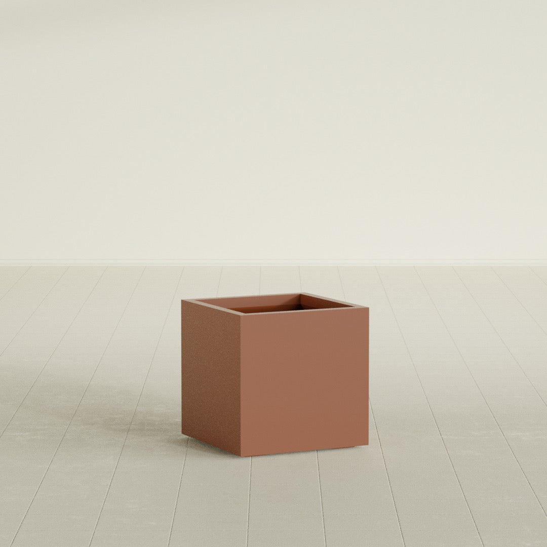 Montroy Medium Cube Square Fiberglass Planter - 20 in x 20 in x 20 in - Matte Terracotta - Matte Terracotta,20 in x 20 in x 20 in
